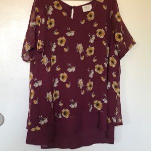 Sienna sky burgundy floral top